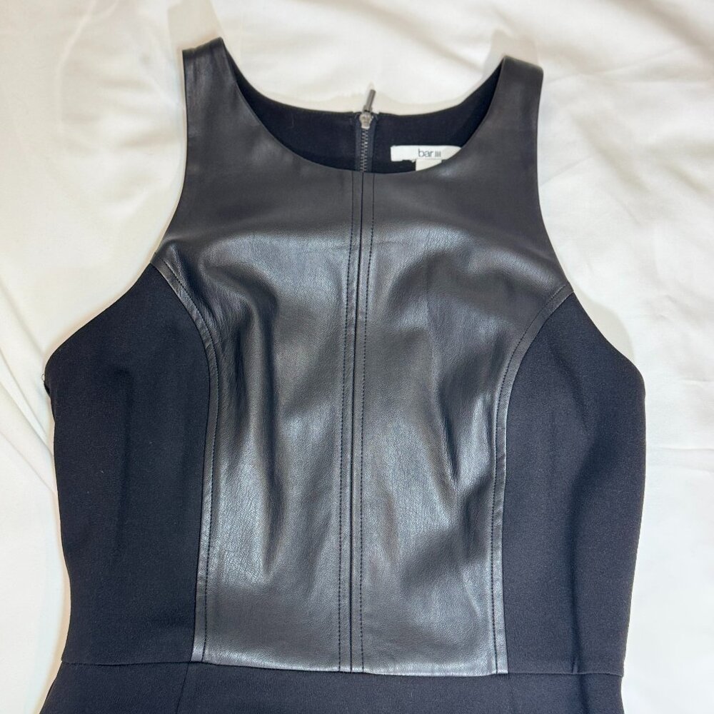 Bar III Womens Black Faux Leather Body Con Party Cocktail Dress - Size S - Black